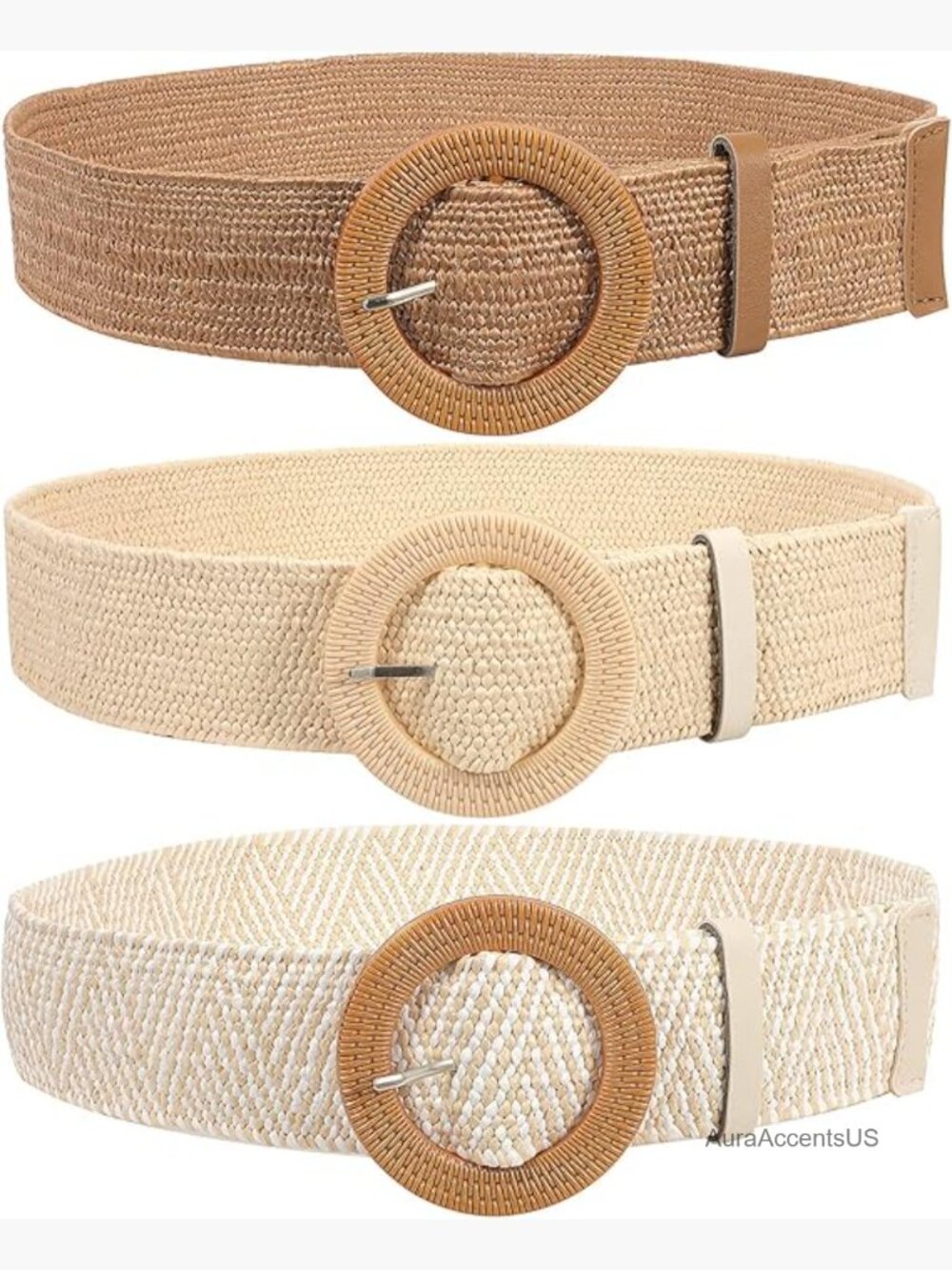 Straw Woven Elastic Stretch Belt for Women Raffia Dress Waist Band Boho Braided